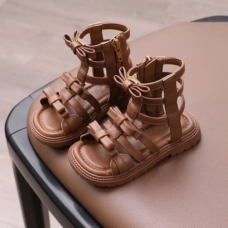 여아 공주 신발 단색 다용도 키즈 로마 샌들 지퍼형 사이즈 2026 여름 신상 아동 비치 샌들 소프트 바닥