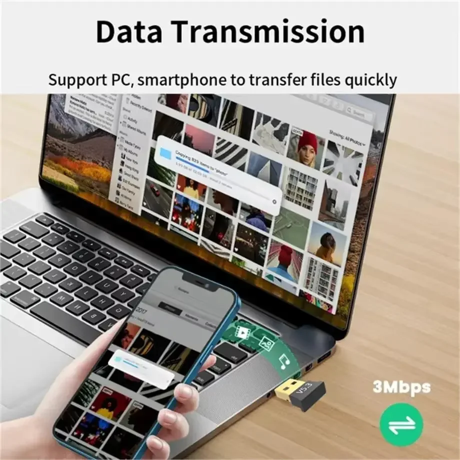 USB Bluetooth 5.3 Adapter for Desktop Computers - Drive-Free Connectivity