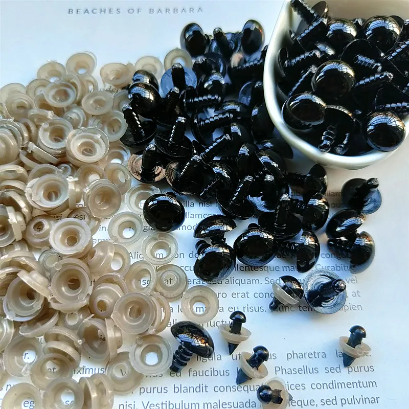 100pcs 200pcs 500pcs Black Plastic Eyes Craft Doll Decorative Accessories Safety Eye Toys Animal Threaded Eyes Doll Toys 5-14mm
