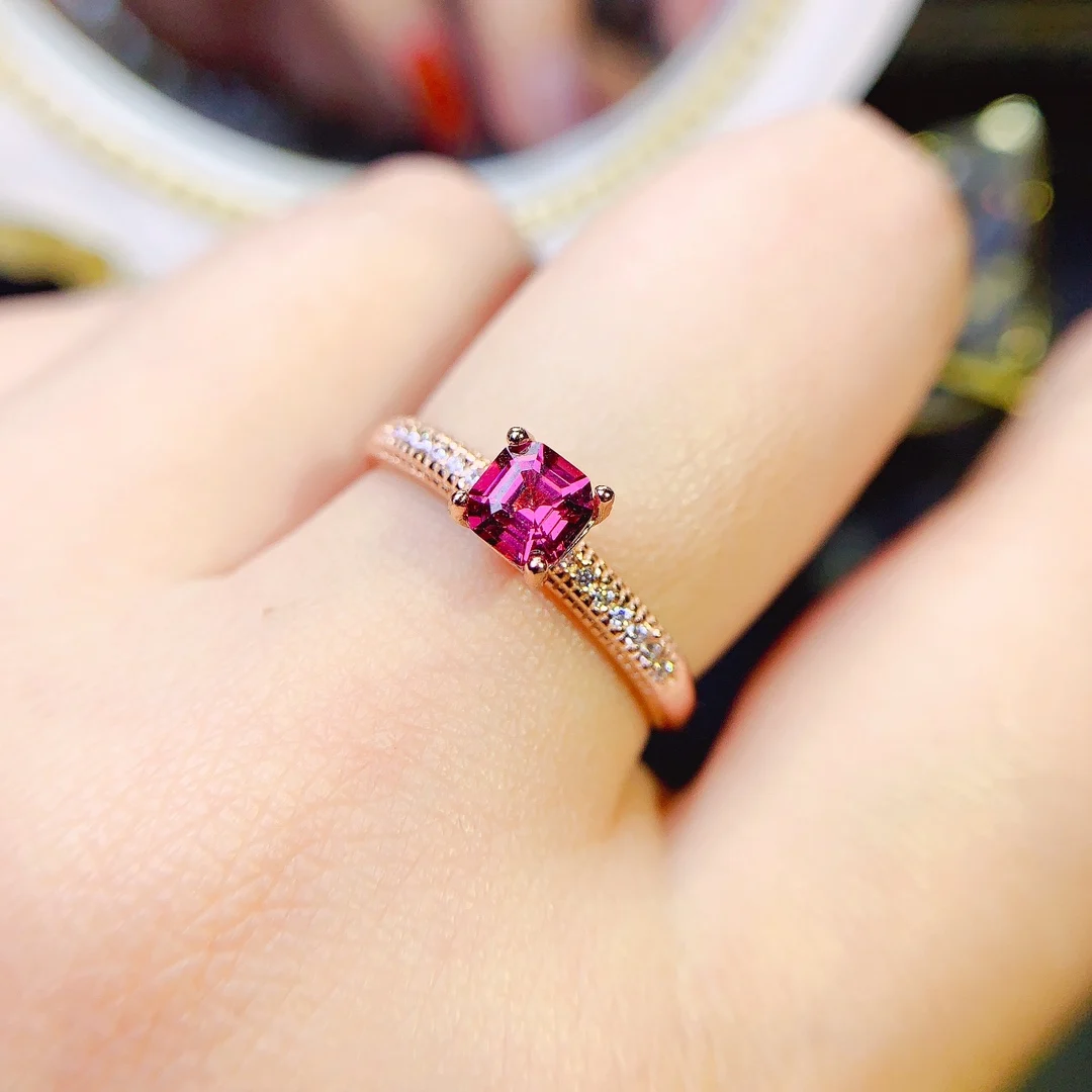 

Sterling Silver 925 wedding ring Garnet Natural gem ring Women's luxury free mailing jewelry women's original jewelry boutique
