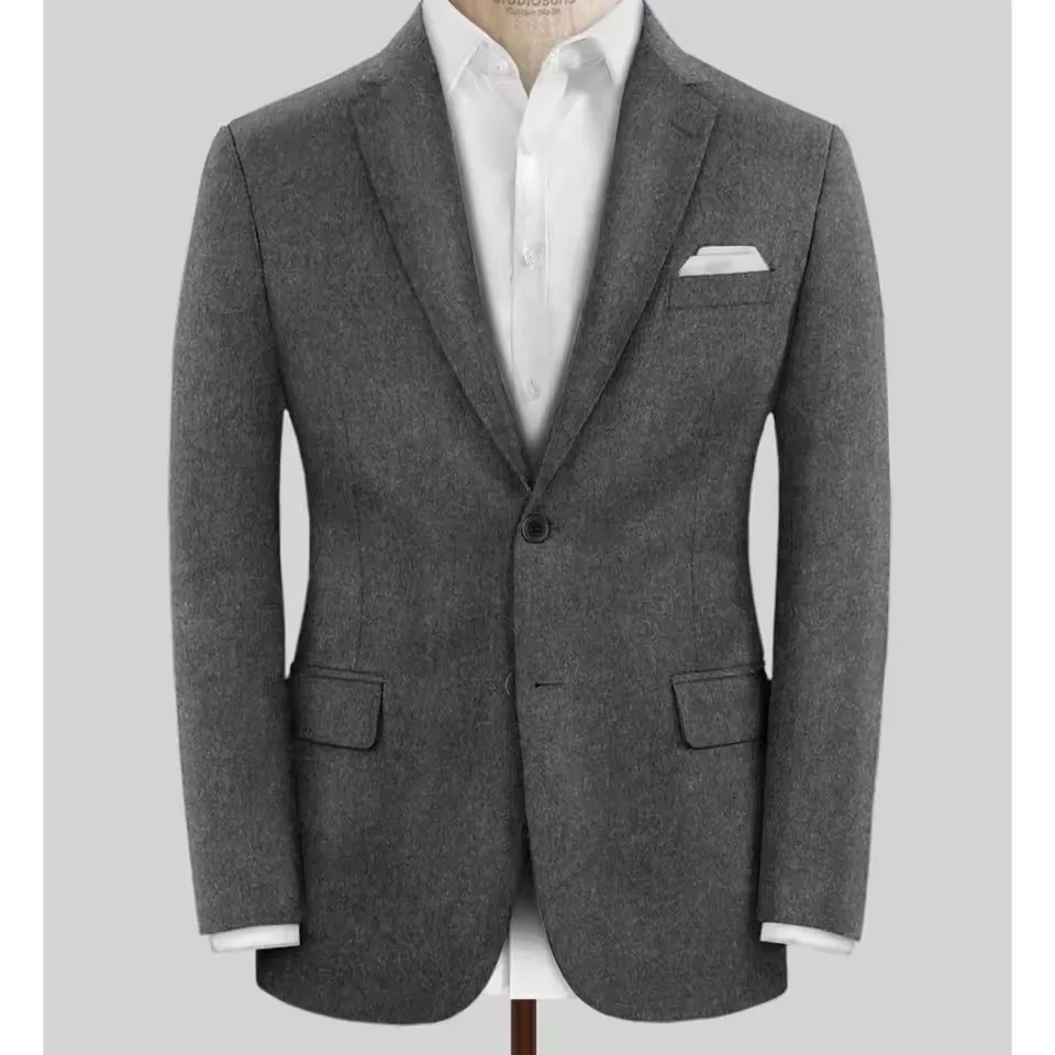 Men's Wool Blazer Single Breasted Slim Fit Suit Jacket Elegant Business Casual Stylish Comfortable Formal Coat Mens Tweed Outer - 3