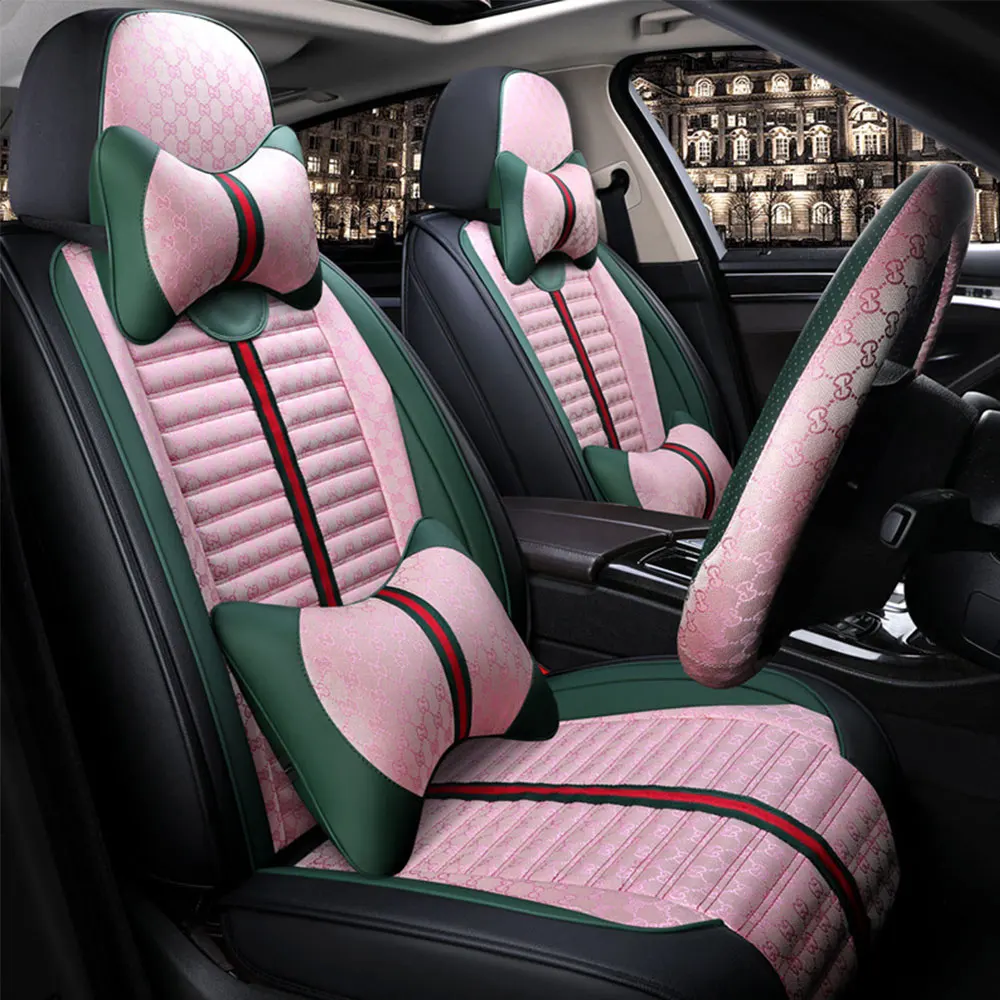 

Car Seat Covers Pink For Dodge Avenger Avenger Durango Journey JC JCUV Nitro RAM Full Set Car Seat Cushion Accessories Interior