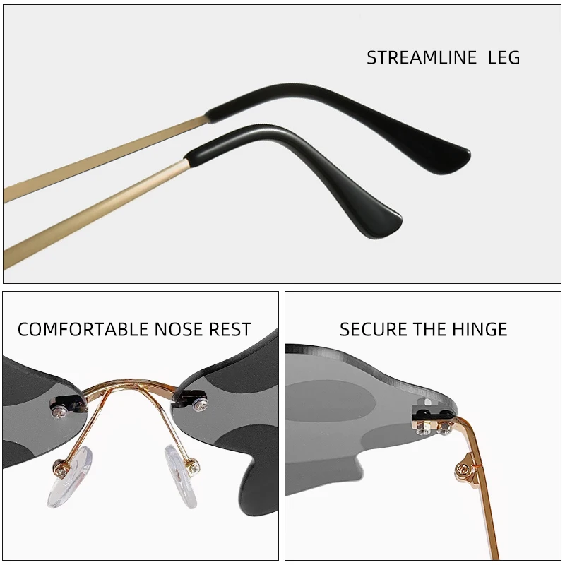 Women Girls Mushroom Euro American Style Rimless Sunglasses Adult Personalized Fashion Glasses Female Sunscreen UV400 Sunglasses 6