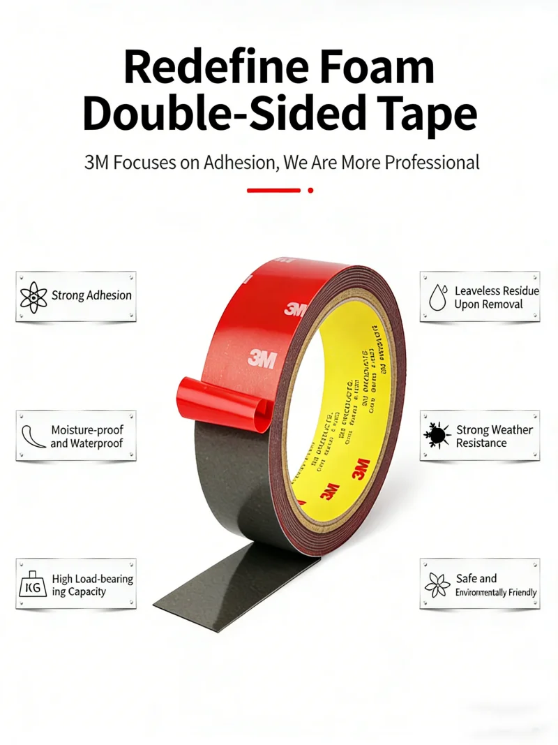 3M 4229P Doppelseitiges Klebeband VHB Starkes Spurloses Wasserdichtes Dickes Automobil-Dekorations- und Befestigungs-Schaumklebeband für Hohe Temperaturen – Detail 2