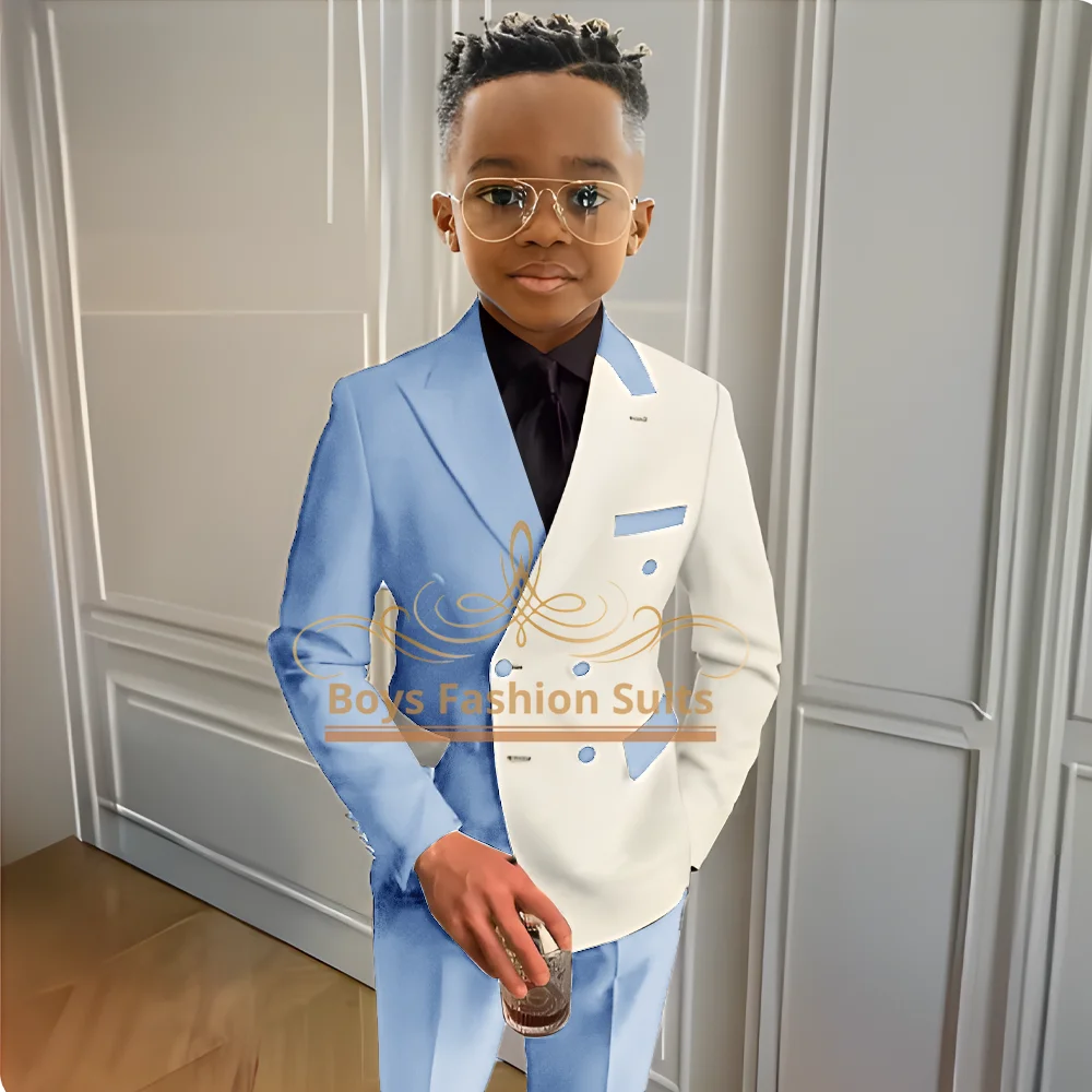 Ensemble de costume formel pour garçons, costume 2 pièces, adapté à la fête de mariage, cocktail, costume personnalisé pour enfants de 2 à 16 ans