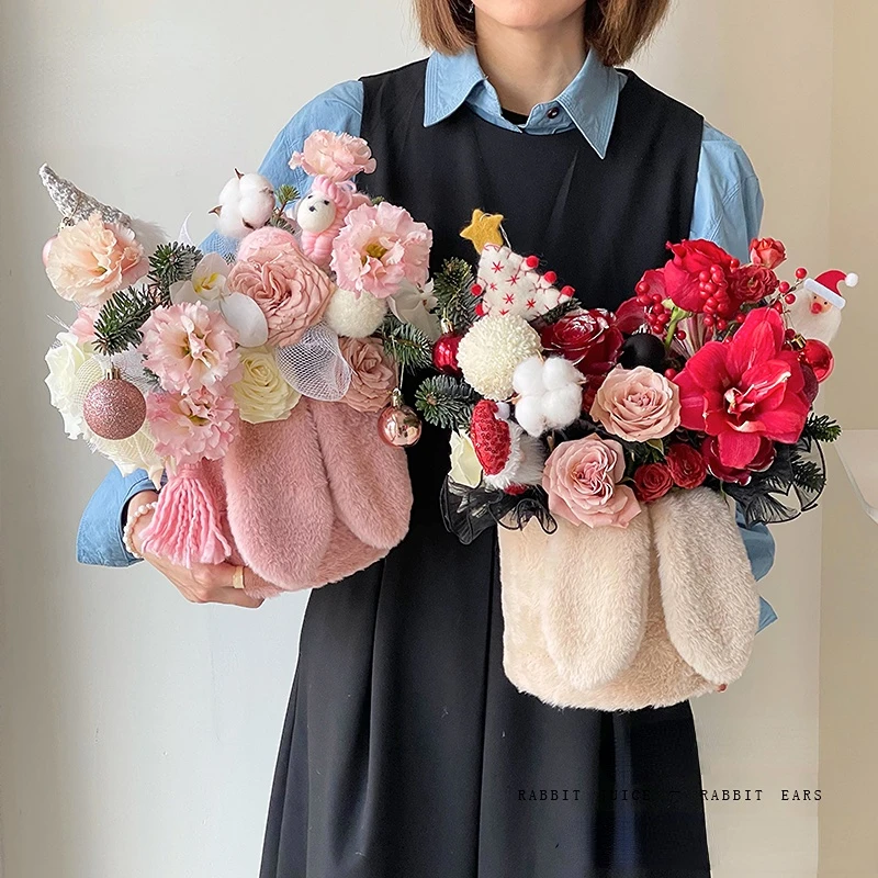 

Круглый Букет кроликов ручной работы «сделай сам», цветочная упаковка, тканевые цветы, упаковочные материалы, подарочная упаковка