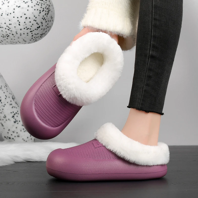 Winter Clogs Men Women Slipper Warm Furry Soft Slippers Couples EVA Indoor Home Cotton Casual Outdoor Fluffy Slides Plush