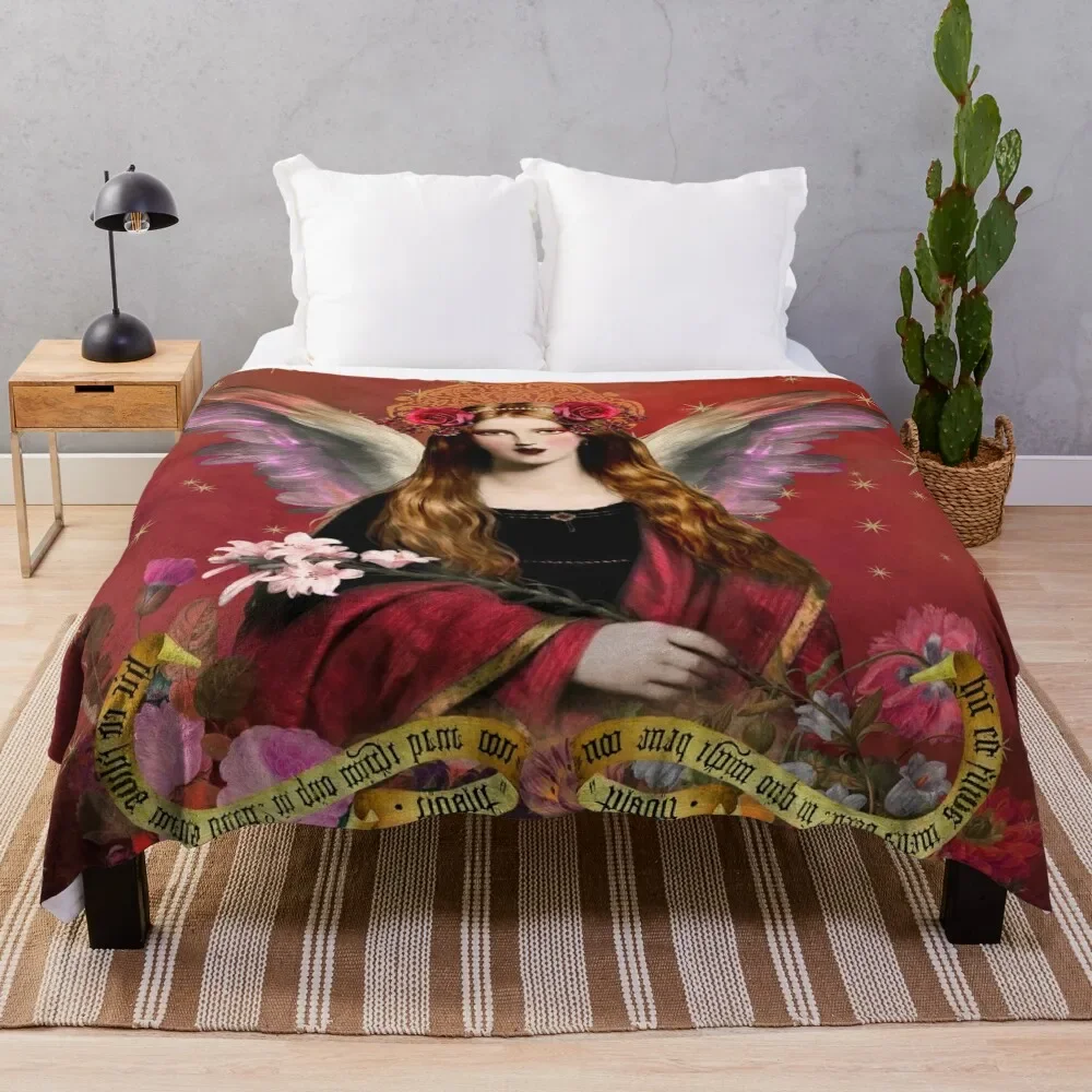 

Pre Raphaelite Angel In Red Throw Blanket Summer Beddings Custom Blankets