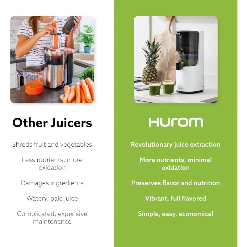 Hurom H200 Easy Clean Slow Juicer,Matte Black |Hands Free |Hopper Fits Whole Produce |Quiet Motor |Scrub Free Cleaning |BPA Free 6