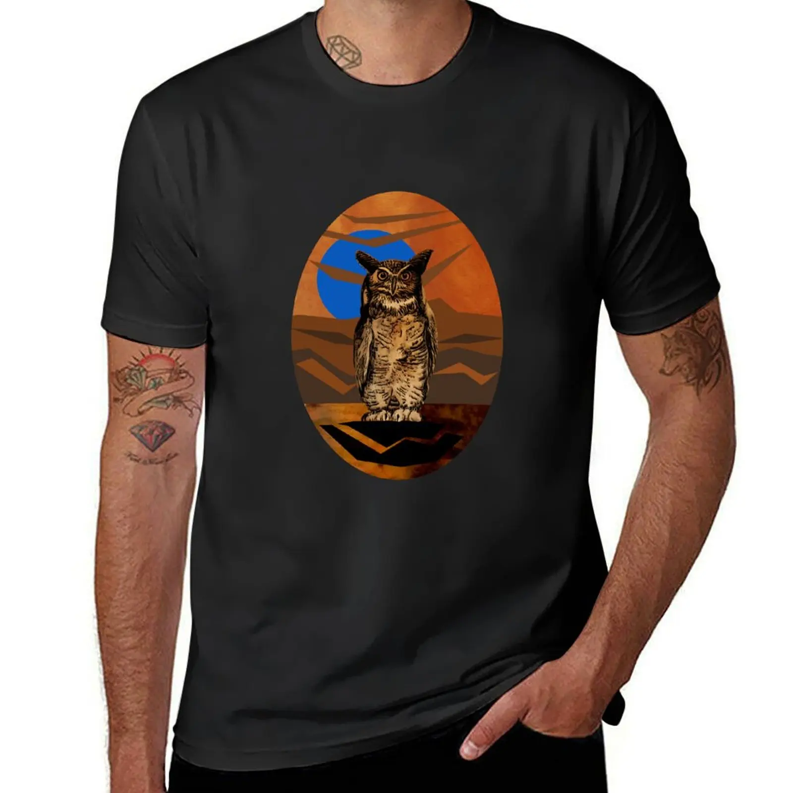 Curious Critters - Great Horned Owl T-Shirt boys whites plain Men's clothing