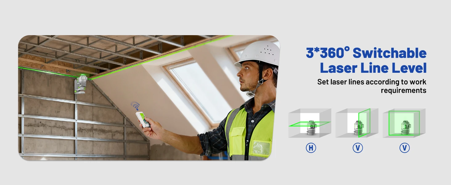 Pro 3D Laser Level Self Leveling with Pivot Around Point Fine Adjustment Green L