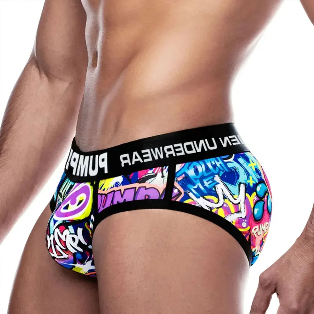 Sexy Men Underwear Funny Briefs Underpants Graffiti Panties Jockstrap Thongs Low Waist Butt Lifter Lingerie Male Boxers male lingerie male underwear