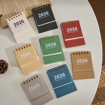 Calendario da Scrivania Mini 2026 con Indicazione di Mese e Data, Rilegatura a Spirale, Pianificatore Annuale dell'Anno del Cavallo, Design Semplice in Tinta Unita
