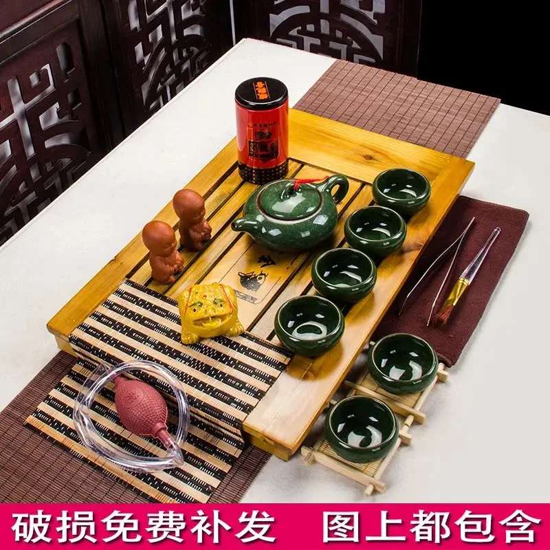 Ceramic Purple Clay Tea Set Kung Fu Pot Infuser Solid Wood Tea Tray Teapot Teacups Drinkware Chinese Gaiwan tea cup tea ceremony tools tea set