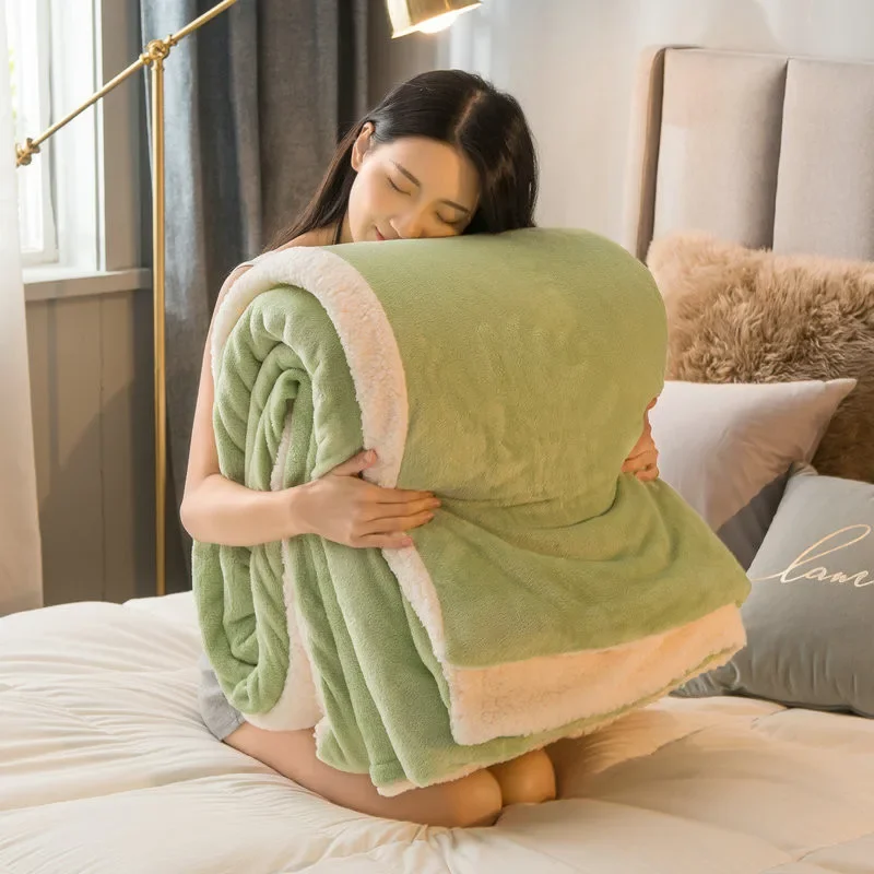 겨울 침대 담요, 단색 플리스 담요, 성인용 두꺼운 따뜻한 소파, 슈퍼 소프트 따뜻한 이불 커버, 럭셔리 던지기