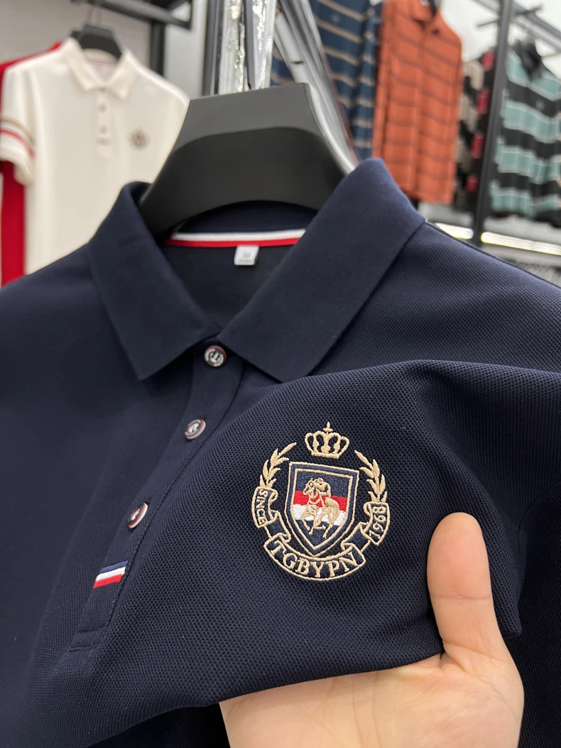 High end brand men's short sleeved polo shirt with classic stripe design top summer fashion embroidery breathable casual T-shirt 18 S4f01abd0f4ee47cbb2908f685b8342bb6