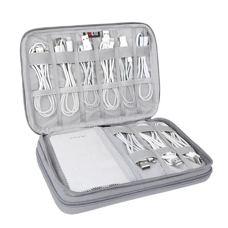 Digital Storage Bag Gray USB Data Cable Earphone Organizer Pen Power Bank Travel Kit Case Pouch Electronics Accessories - Image 3