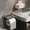 Punch Free Wall Mounted Tissue StorageRack Paper Roll Shelf Holder Restroom BoxShelve Multi Functional Phone PlacementToilet 2