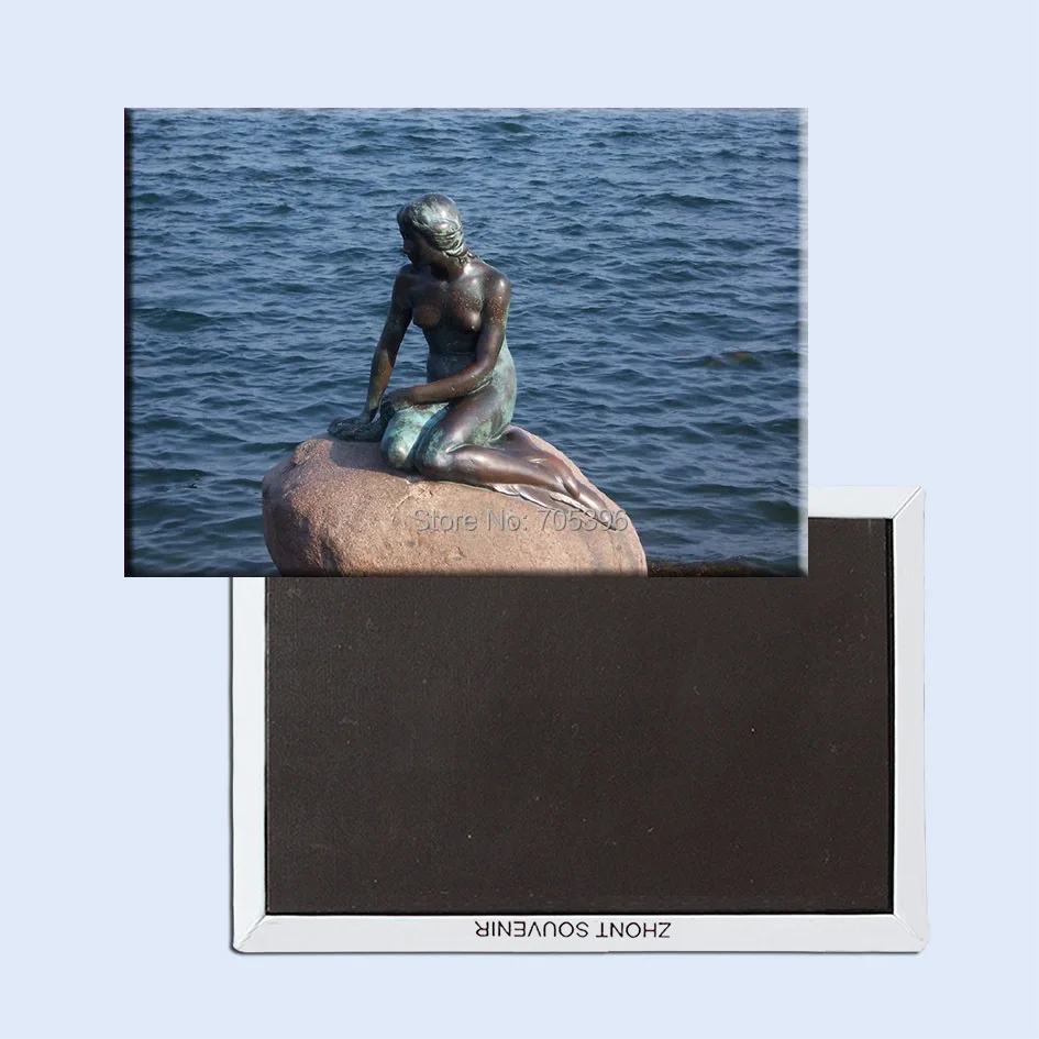Decoration Gift Photo Magnets ,Danish Copenhagen-Hans Christian Andersen-Little Mermaid Sculpture Metal Refrigerator Magnet 5572