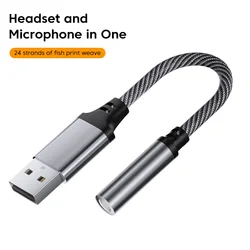 Universal USB to 3.5mm Audio Adapter - Earphone Aux Converter with Mic Support - 0.15m (Gray)