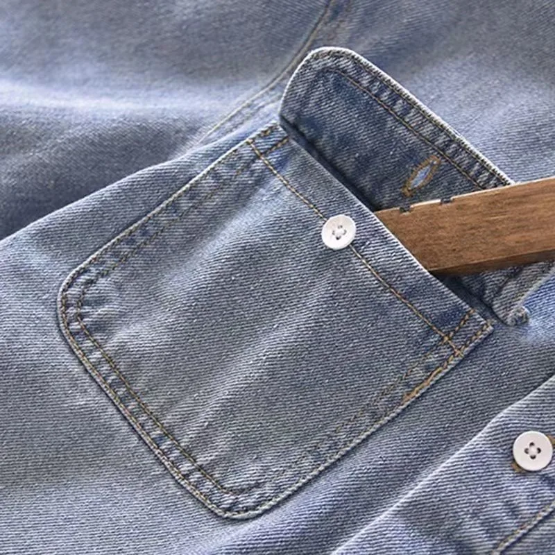 Spring autumn Baby Girls boys Cotton solid Denim shirt coat Cute Children kids Clothes