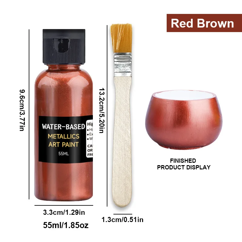 12색 수성 메탈릭 페인트 55ml 녹방지 변색방지 안료 DIY 공예 금속 표면용