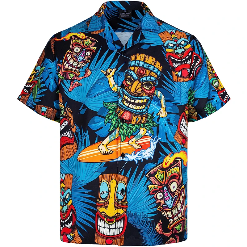 thumbnail image 1 of Camisas hawaianas divertidas para hombre, camisas de playa con botones y manga corta con estampado completo, blusa de verano de gran tamaño para hombres y mujeres, 1 of 5
