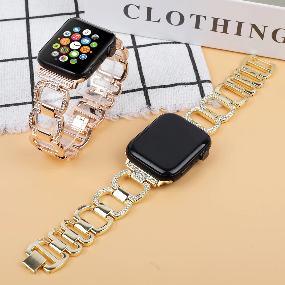 Pulseira de Metal Correntes de Luxo Série se 41 mm 45 mm 38 mm Correia de Diamante para Relógio 42 Milímetros 40 Milímetros 44 Milímetros