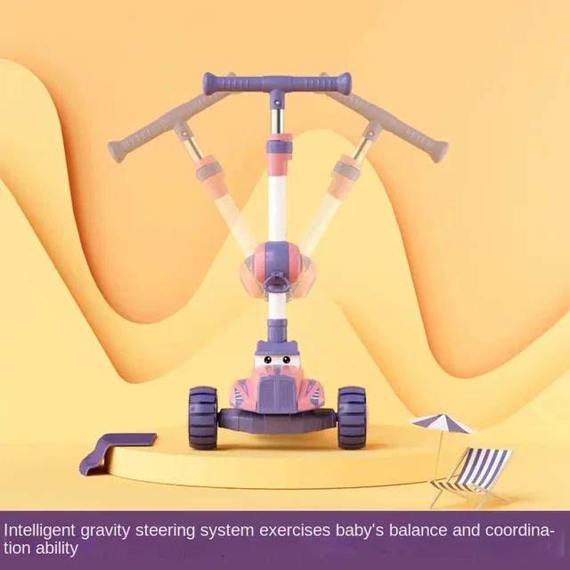 LazyChild Children's Multi-Function Scooter 1-3-6-9 Boys And Girls Baby Seat Toy Balance Three-In-One Toddler Sliding Scooter 4