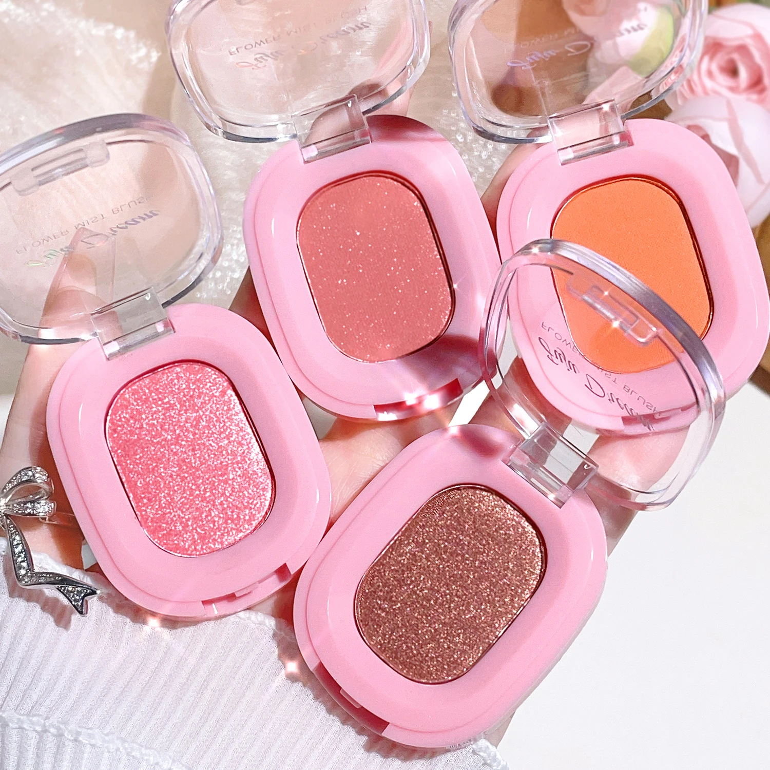 Description Picture 5 of itemMonochrome flower mist blush powder fine matte brightens rouge natural nude powder pink trimming blush