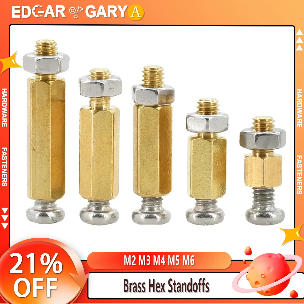 thumbnail image 1 of M2 M3 M4 M5 M6 Brass Hex Standoffs Phillips Spacing Screw Nut Set PCB Support Pillars Column Board Rack Stud Spacers Motherboard, 1 of 4