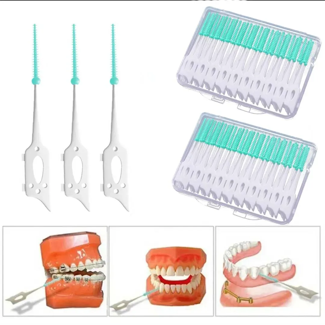 Toothpick Brush 2PCS Soft Silicone Interdental Cleaning Oral Care 20pcs/box