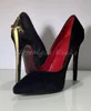 Fashion Suede Stiletto Heel Sword Design Pumps Pointed Toe Metal Embellished Elegant Evening Shoes Party Ladies Dress Shoes 5