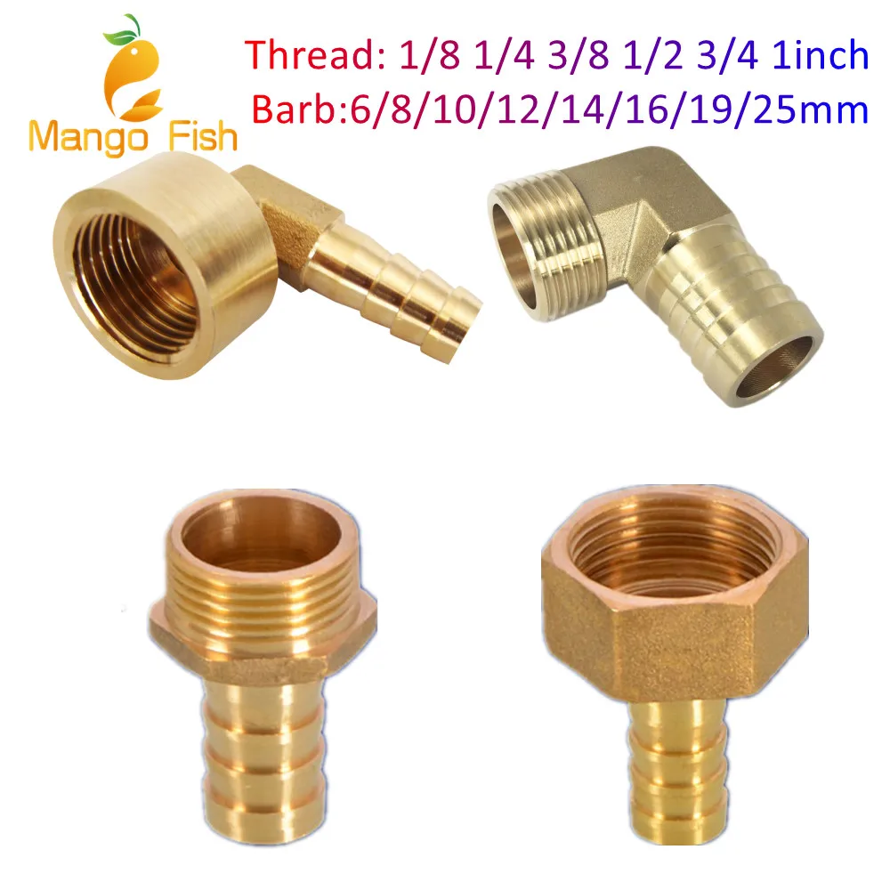Brass Hose Pipe Fitting 6/8/10/12/14/16/19/25mm Barb Tail 1/8" 1/4" 3/8" 1/2" 3/4" 1" BSP Male Female Thread Copper Connector Coupler