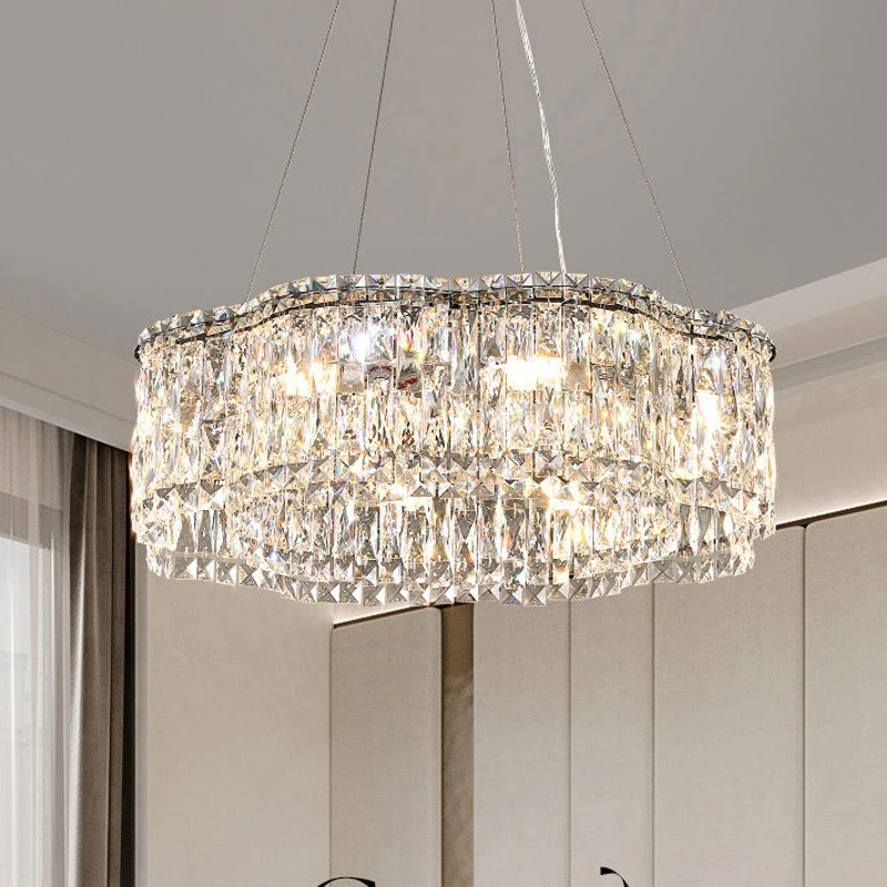 

2023 New Modern Crystal Lamp Luxury Home Decor Bedroom Dining Living Room Ceiling Chandeliers Double Layer Led Pendant Lights