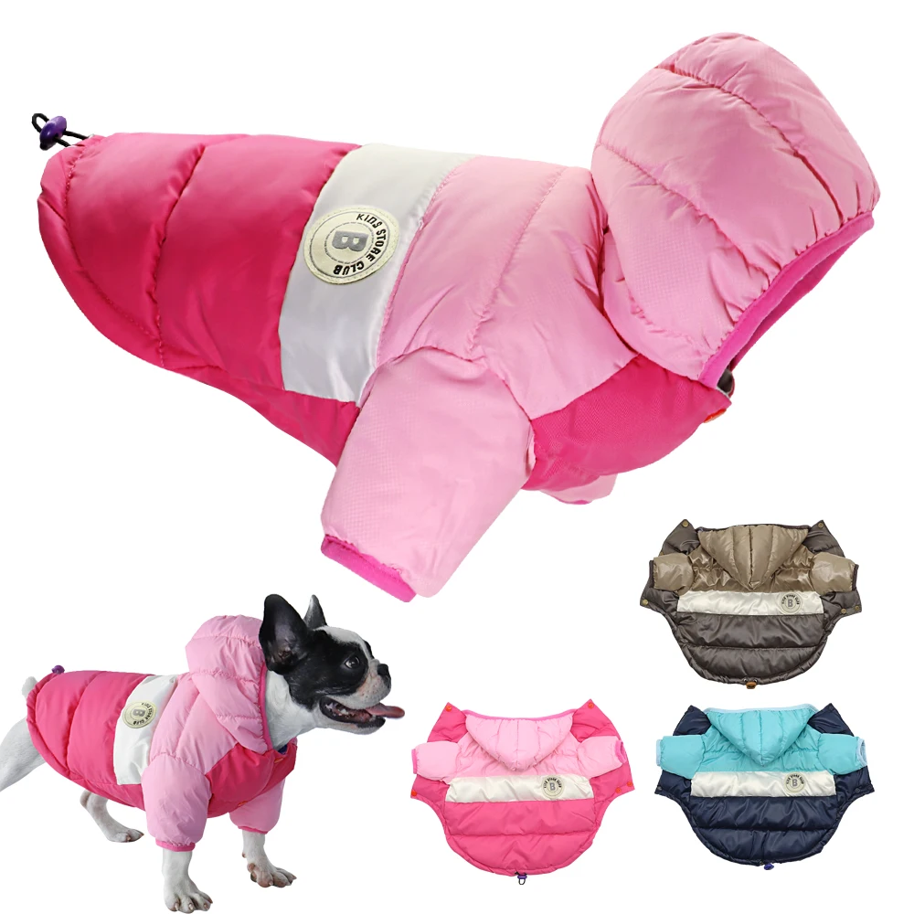 Ropa cálida de invierno para perro, impermeable mascota, chaqueta para cachorro, con capucha para Bulldog Francés, Chihuahua, pequeños y medianos, Yorkie rosa - AliExpress