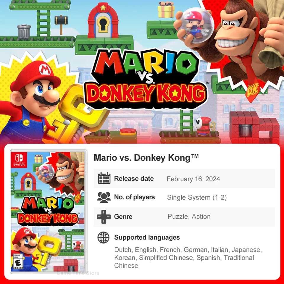 Nintendo Switch Game Mario vs. Donkey Kong 100% New Physical