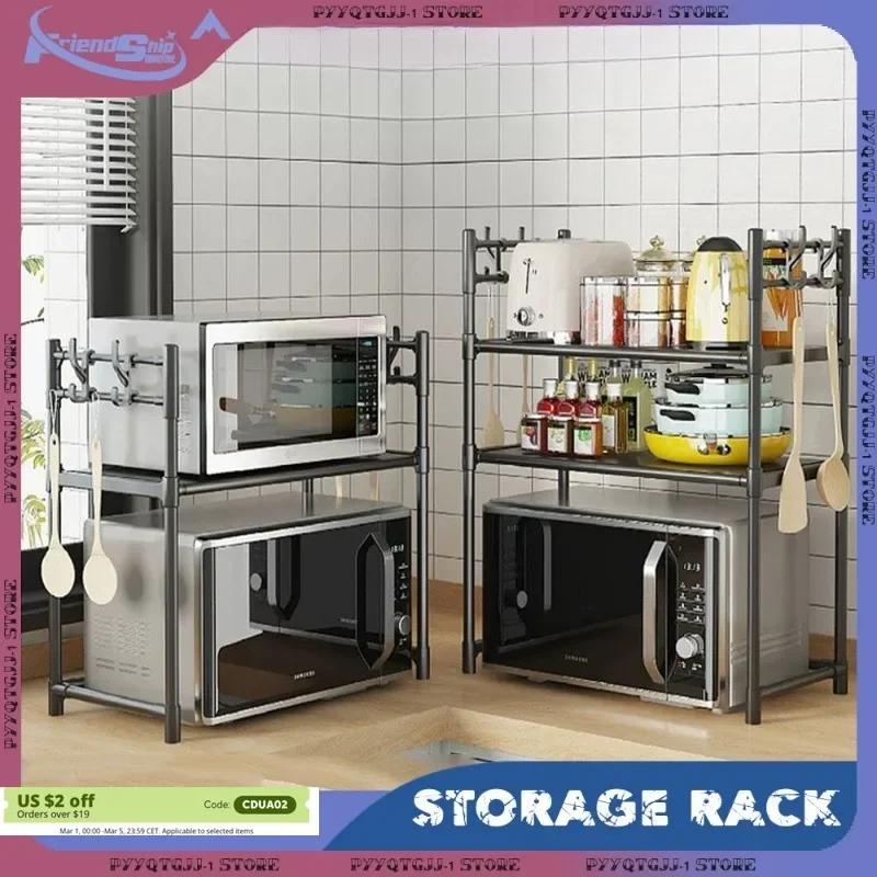3-Layer Microwave Rack Space Saving Adjustable Height Organizer Smart Storage for Kitchen Countertop BPA-Free Storage Supplies