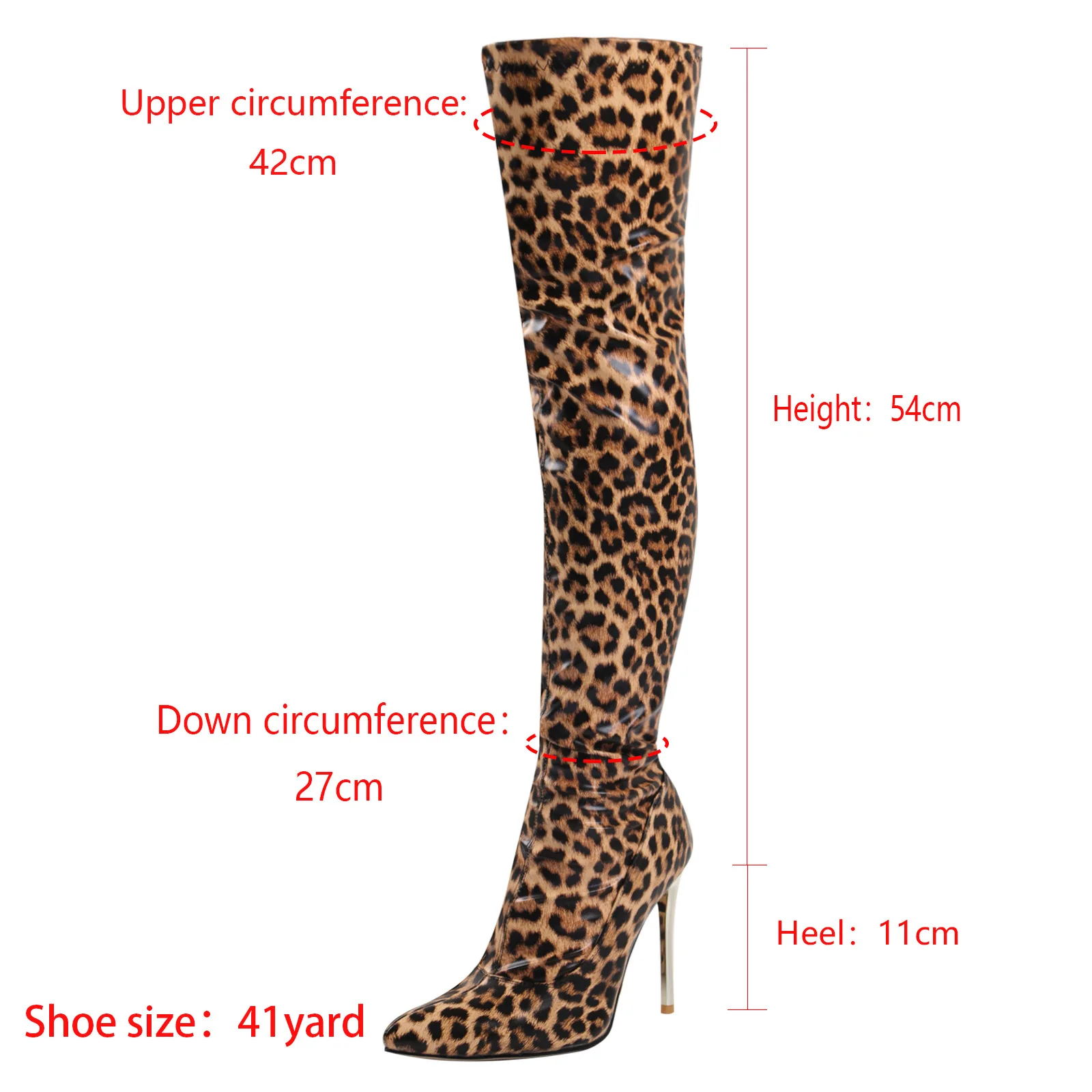 Leopard Print Long Elastic Women Boots Nightclub Over-the-Knee Stripper Heels Boots Winter Plus Plush Pointed Toe Ladies Shoes