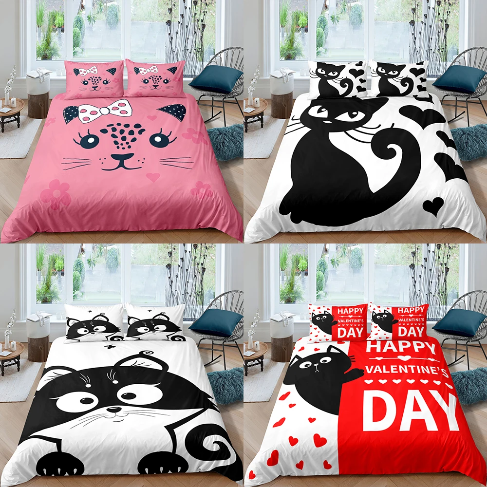 

Домашний текстиль, роскошный комплект с пододеяльником и наволочкой в виде 3D мультяшного кота, Семейный комплект, одеяло размера Queen и King, комплекты постельного белья