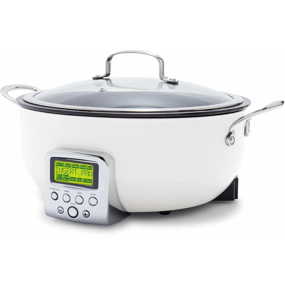 

Essential Smart Electric 6QT Skillet Pot, Presets to Sear Saute Stir-Fry and Cook Rice, Healthy Ceramic Nonstick Multi Cooker