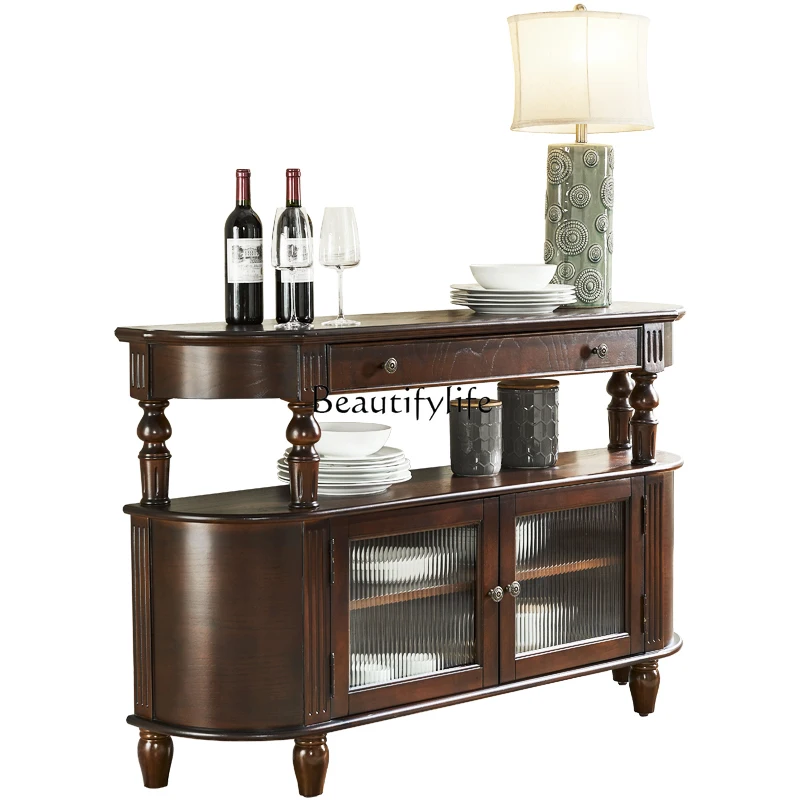 

American-Style Solid Wood Entrance Wall Console Tables Light Luxury Entrance Entrance Cabinet