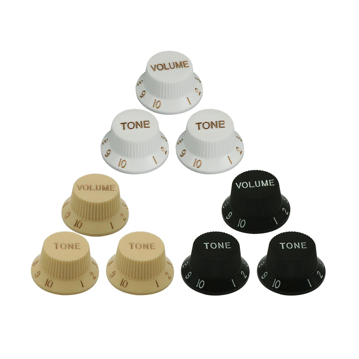 FLEOR 3 Teile/satz 24-Splines Knöpfe ST Gitarre Knöpfe 2-Ton 1-Lautstärke Control Knöpfe Top Hat Nylon für ST SQ Gitarre Teile
