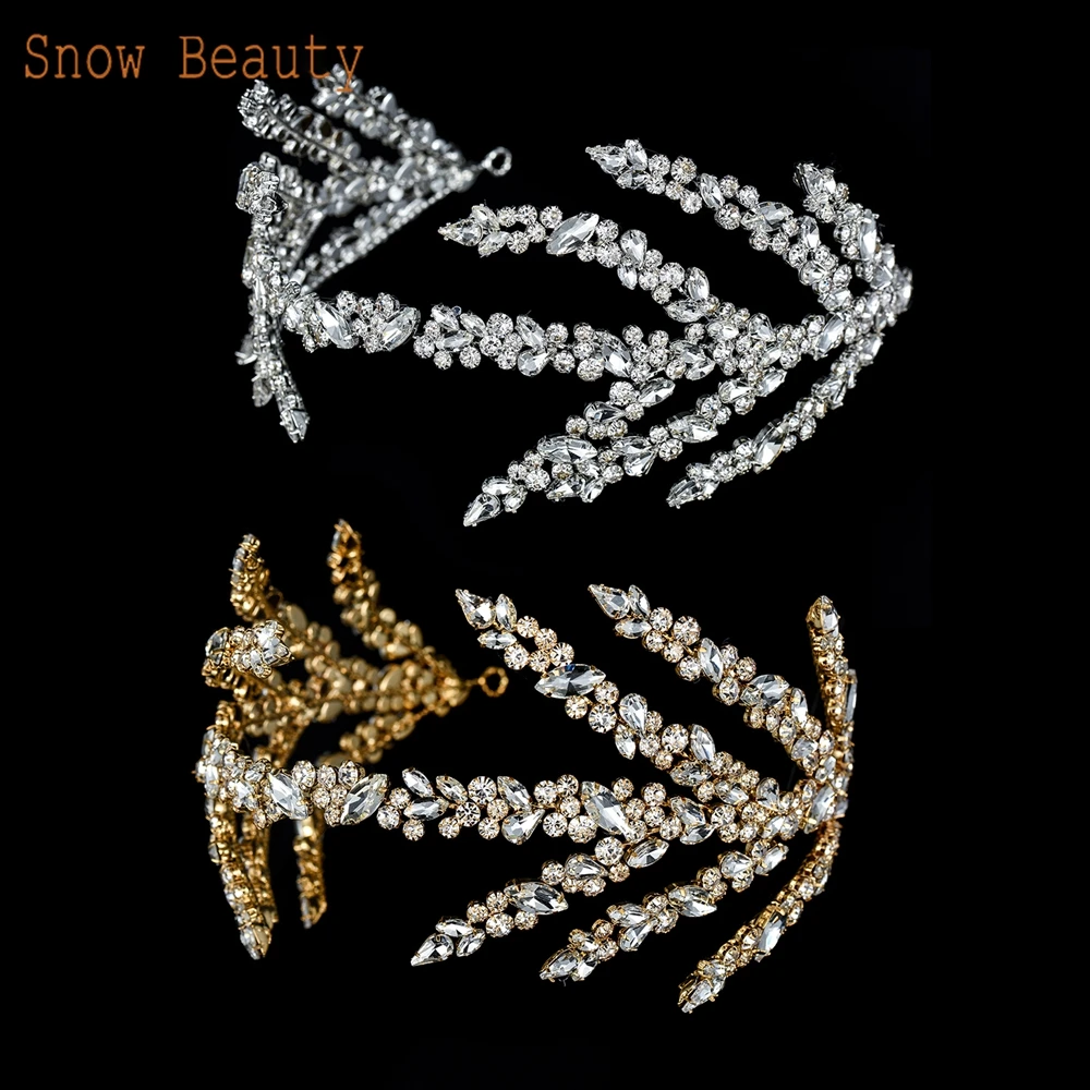 A254 Silver Gold Bride Headband Rhinestone Hair Jewelry for Women Tiaras Headpiece Crystal Wedding Headdress Bridal Headwear jewelry accessories hair accessory hair headdress bridal headwear hair band crown