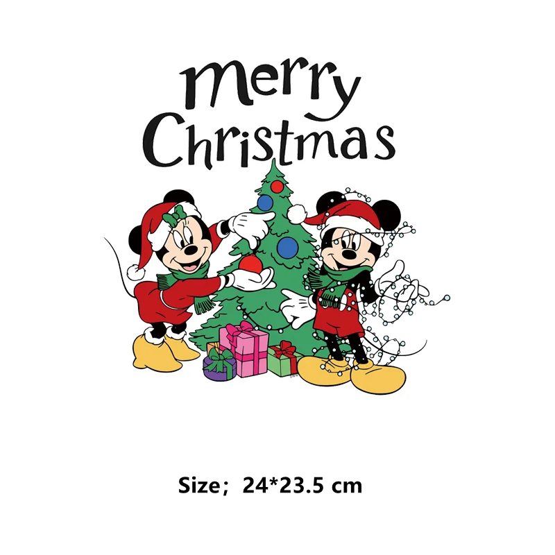 Disney Frohe Weihnachten Minnie und Mickey Mouse Kleidung Patches  Thermo-Aufkleber für Kinder Bügeln Anwendungen - AliExpress