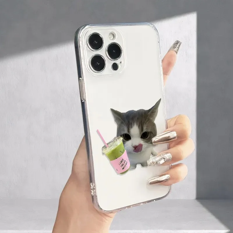 Charming Cat Design Shockproof Transparent Phone Case Cover