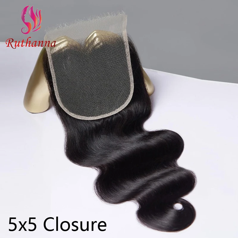 5x5 Lace Closure Body Wave Human Hair Pre-Plucked Hairline Brazilian Virgin Hair Transparent Lace Closure For Black Women