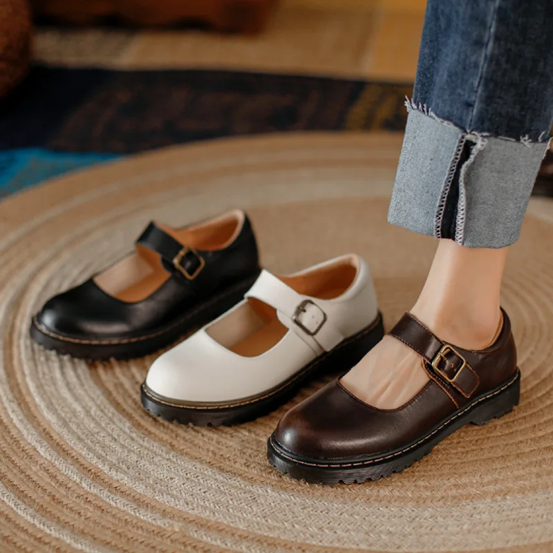 

2023 spring and autumn college style jk uniform shoes British style thick bottom Lolita Mary Jane small leather shoes women