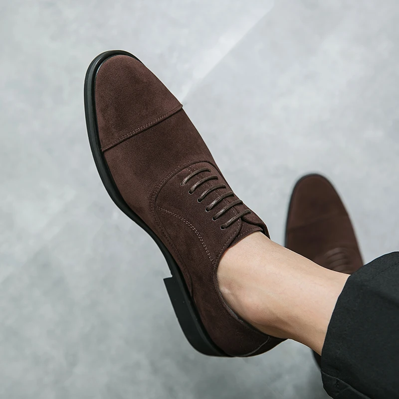 Italian Brand Men's Suede Shoes Banquet Dress Shoes Pointed Formal Shoes Formal Occasions Men's Business Shoes Non Slip