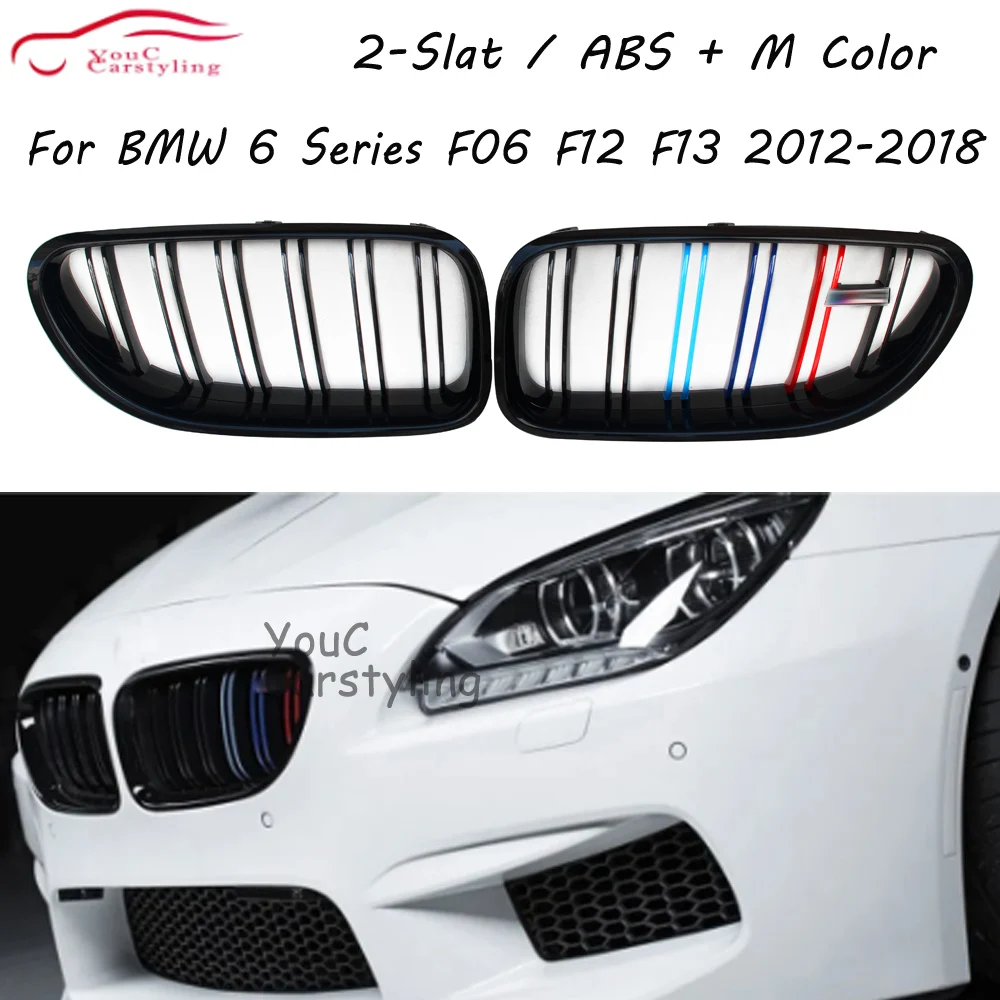

F06 Grill Dual Slat Gloss M Color Bumper Kidney Grille for BMW 6 Series F06 F12 F13 2012-2018 Coupe Convertible